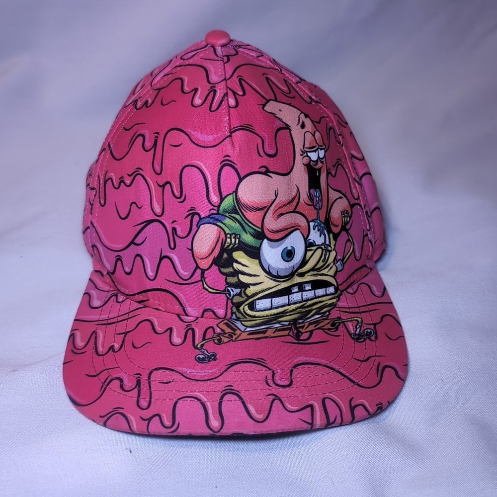 Trippy SpongeBob Patrick Drippy Art Nickelodeon Pink Snapback Hat 2015